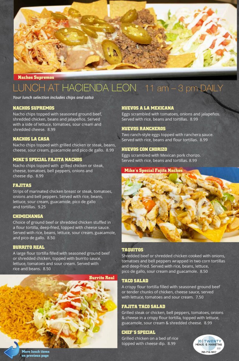 Menu – Hacienda Leon