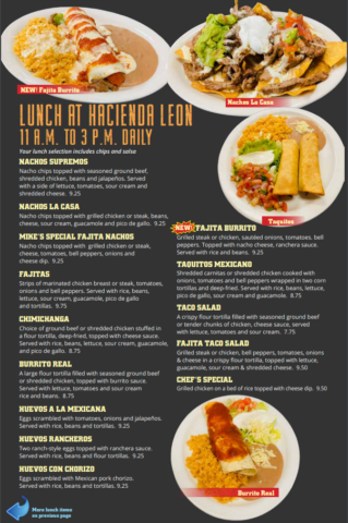 Menu – Hacienda Leon